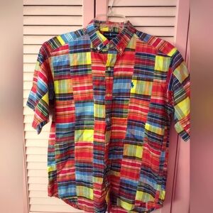 Ralph Lauren Boys  L 16-18 Patchwork Madras Button Down Shirt